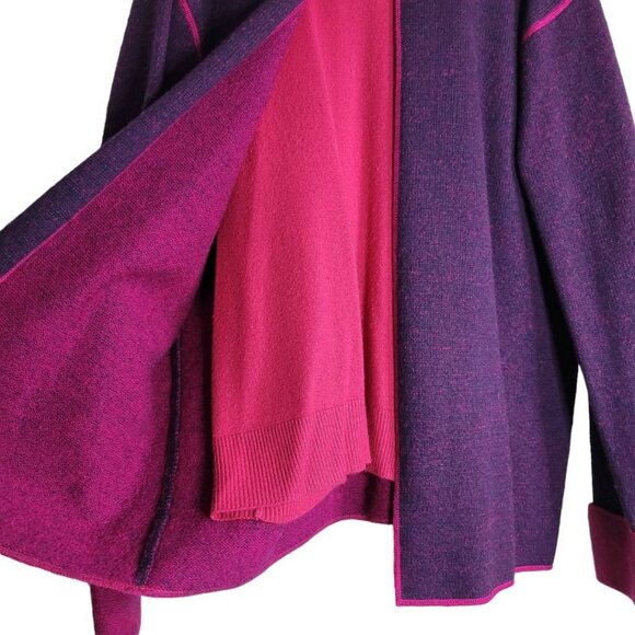Sag Harbor 2 Pc Set Purple Wool Cardigan Pink Acrylic Sweatshirt Womens XL - Picture 3 of 9